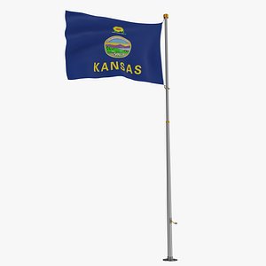 Pole Flag Kansas 3D model