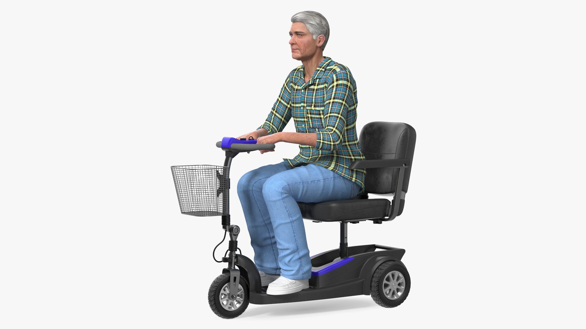 Elderly Man on Electric Wheelchair Rigged 3D model preview