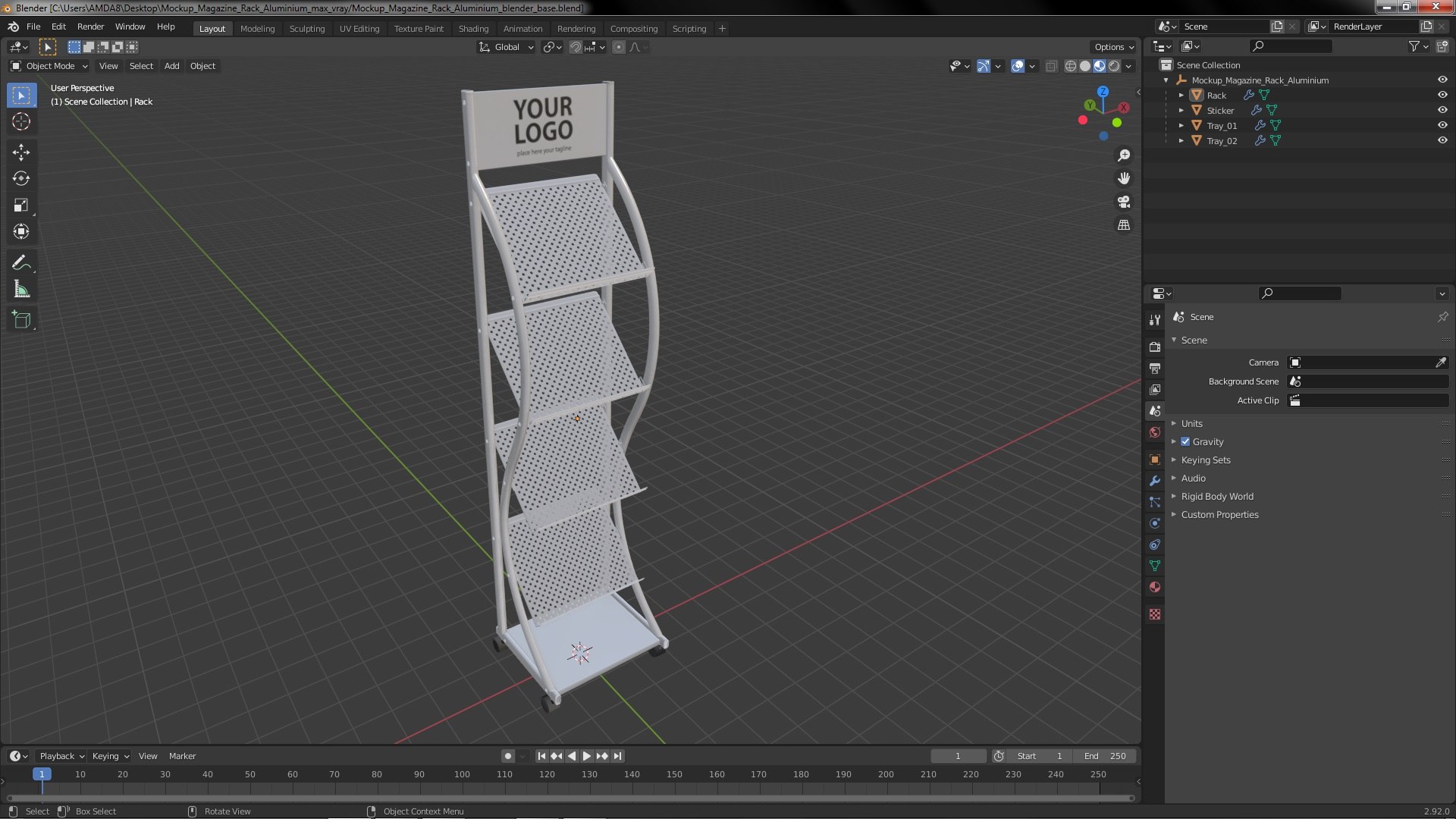 3D Mockup Magazine Rack Aluminium - TurboSquid 2068988