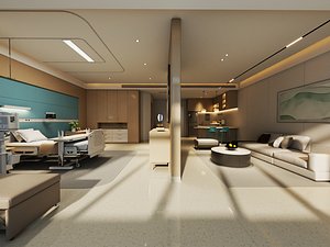 3D Luxury Hospital Patient Room Interior PBR Game Ready