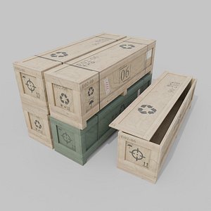 3D model Extra Wide Narrow Wooden Crate - Customizable Shipping Box