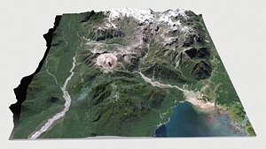 3D Mountan landscape Volcano Chaiten Chile