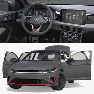 3D Urban Sport Sedan Vehicle Black Rigged for Cinema 4D