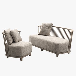 3D Gommaire Outdoor Sofa and Chair 3D model model