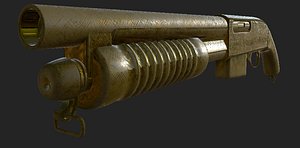 golden shotgun 3D model