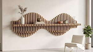 Parametric Wavy Wooden Shelf CNC files for cutting Para 036