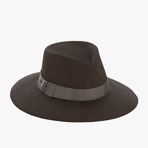 Wool Felt Fedora Hat Brown model