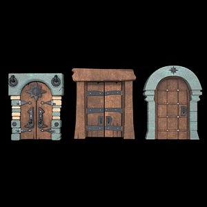 3D wooden doors Low-poly 3D model