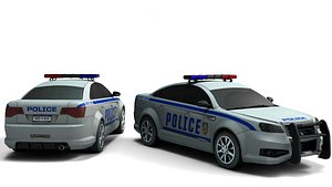 3D Fully Rigged Police Car Pbr Textured model