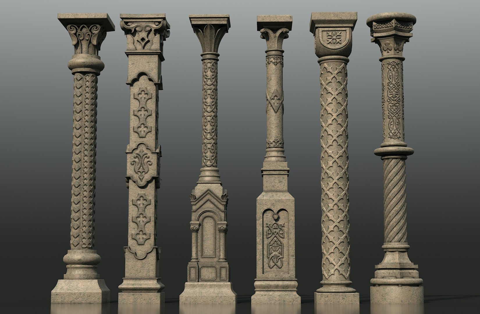 3D Gothic Columns Model - TurboSquid 1428756