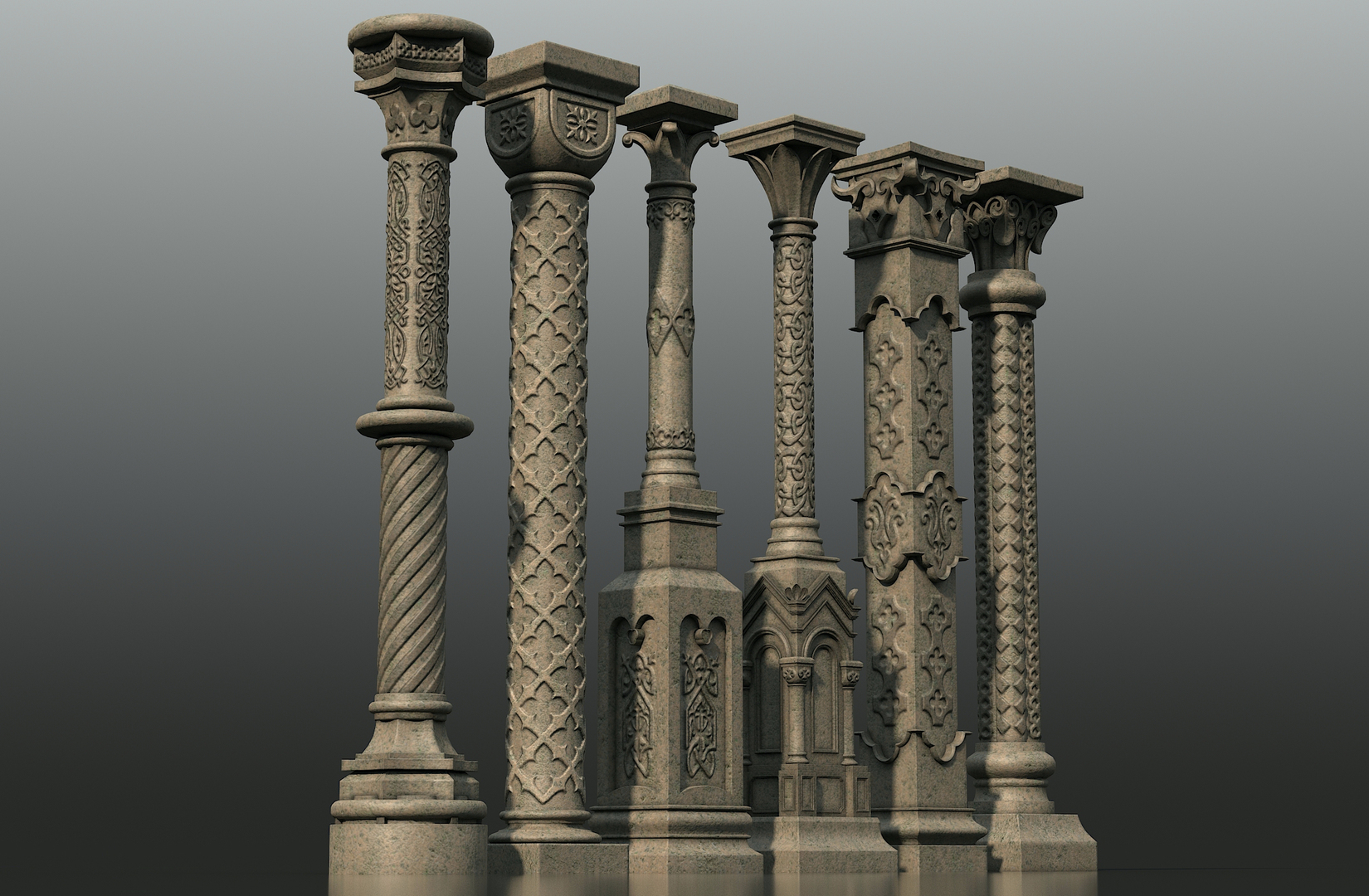 3D Gothic Columns Model - TurboSquid 1428756