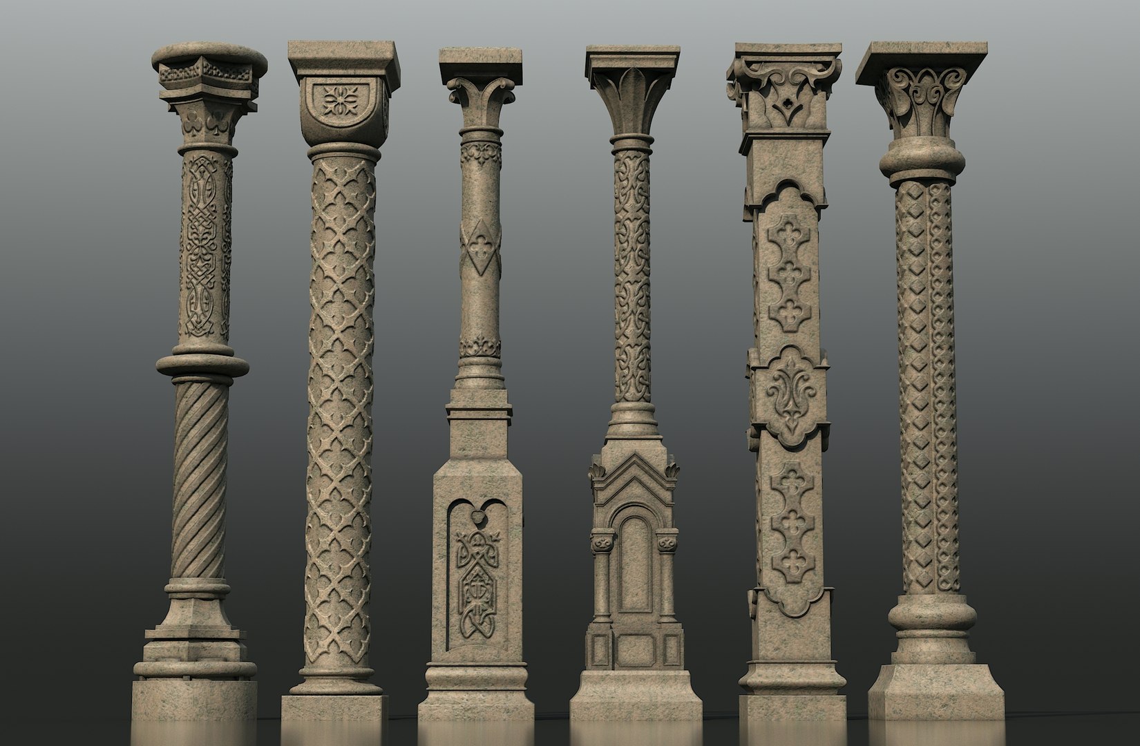 3D Gothic Columns Model - TurboSquid 1428756