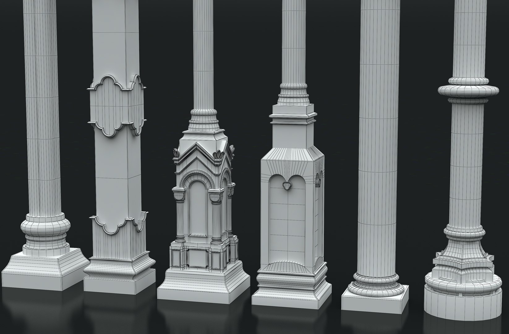 3D Gothic Columns Model - TurboSquid 1428756
