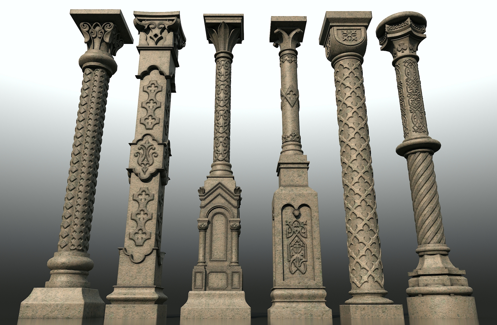 3D Gothic Columns Model - TurboSquid 1428756