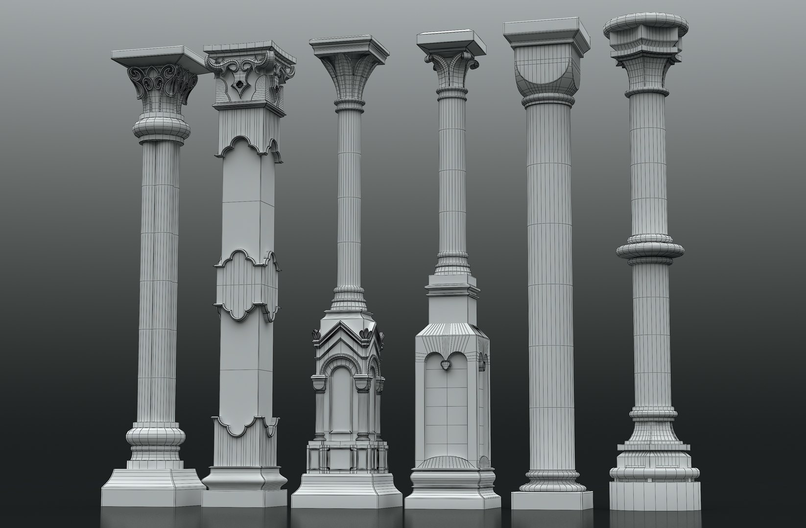 3D Gothic Columns Model - TurboSquid 1428756