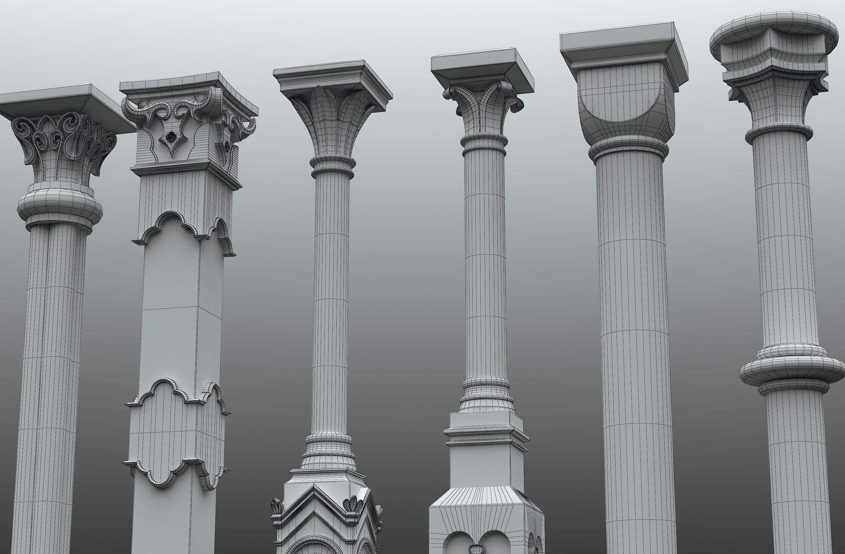 3D Gothic Columns Model - TurboSquid 1428756