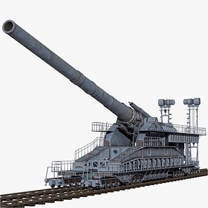 Rigged Super Heavy Artillery Gun Dora WWII PBR 3D model