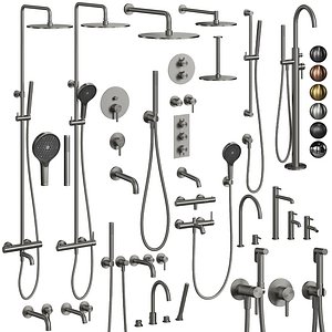 Whitecross Y with 2 types of handheld showerheads