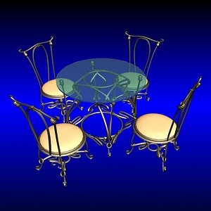 Art Deco Metal Table with Chairs