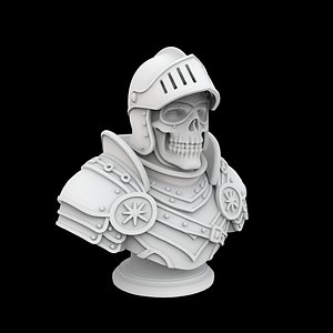 Skull Knight Bust 3D Print Model Fantasy Figure