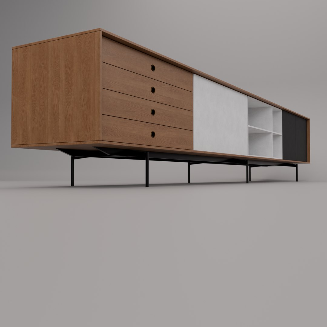 3D model Mid-Century Modern TV Stand Long Sideboard Cabinet with Drawers Sliding Doors Storage https://p.turbosquid.com/ts-thumb/c9/b4z53g/Zc/4/png/1775588843/1920x1080/fit_q87/0b04fef089f817bbc07165b36f892caeb7da3c1f/4.jpg