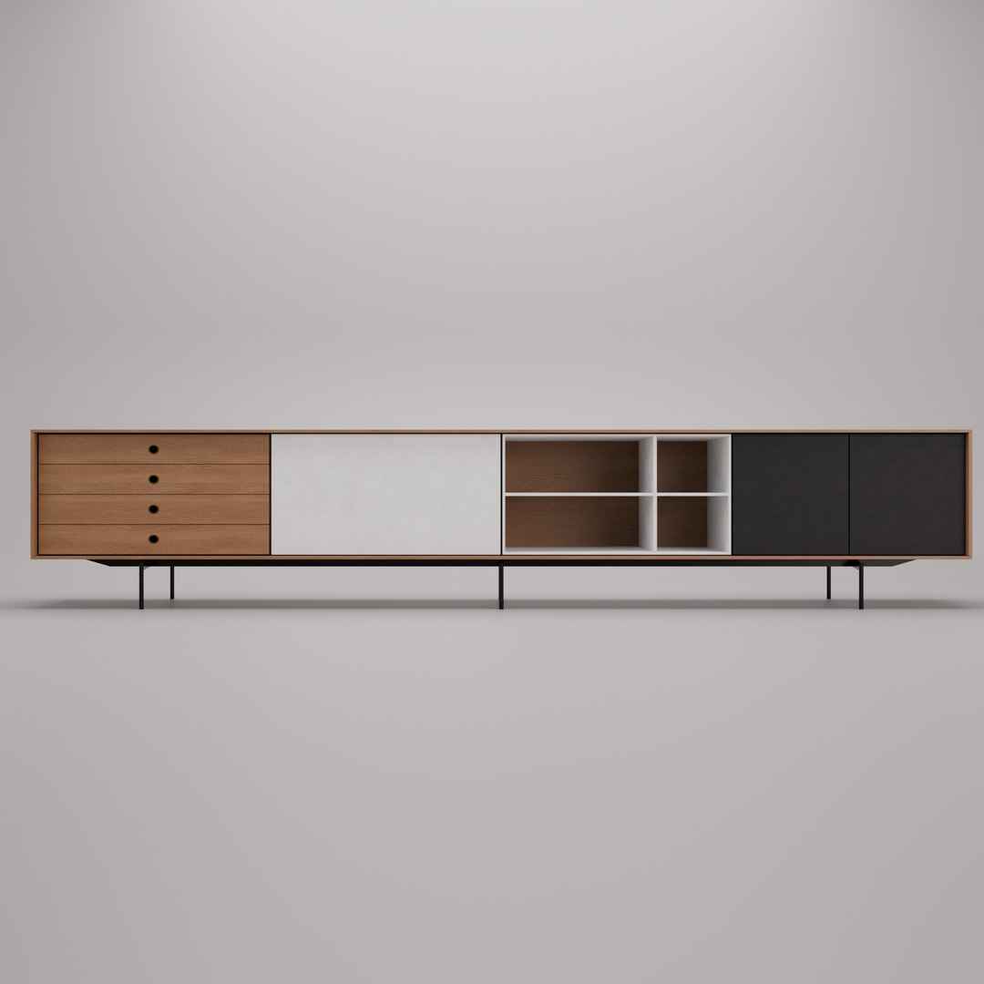 3D model Mid-Century Modern TV Stand Long Sideboard Cabinet with Drawers Sliding Doors Storage https://p.turbosquid.com/ts-thumb/c9/b4z53g/e9/1/png/1775588841/1920x1080/fit_q87/9586e604eaca11a28d071073cb5b1bcc0f1485e4/1.jpg