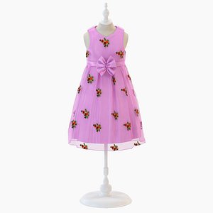 Child Baby Girl Dress on Mannequin 002 3D