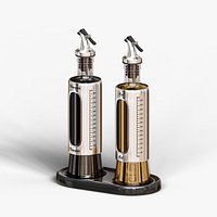 Stainless Steel Oil and Vinegar Cruet Set with Measuring Scale