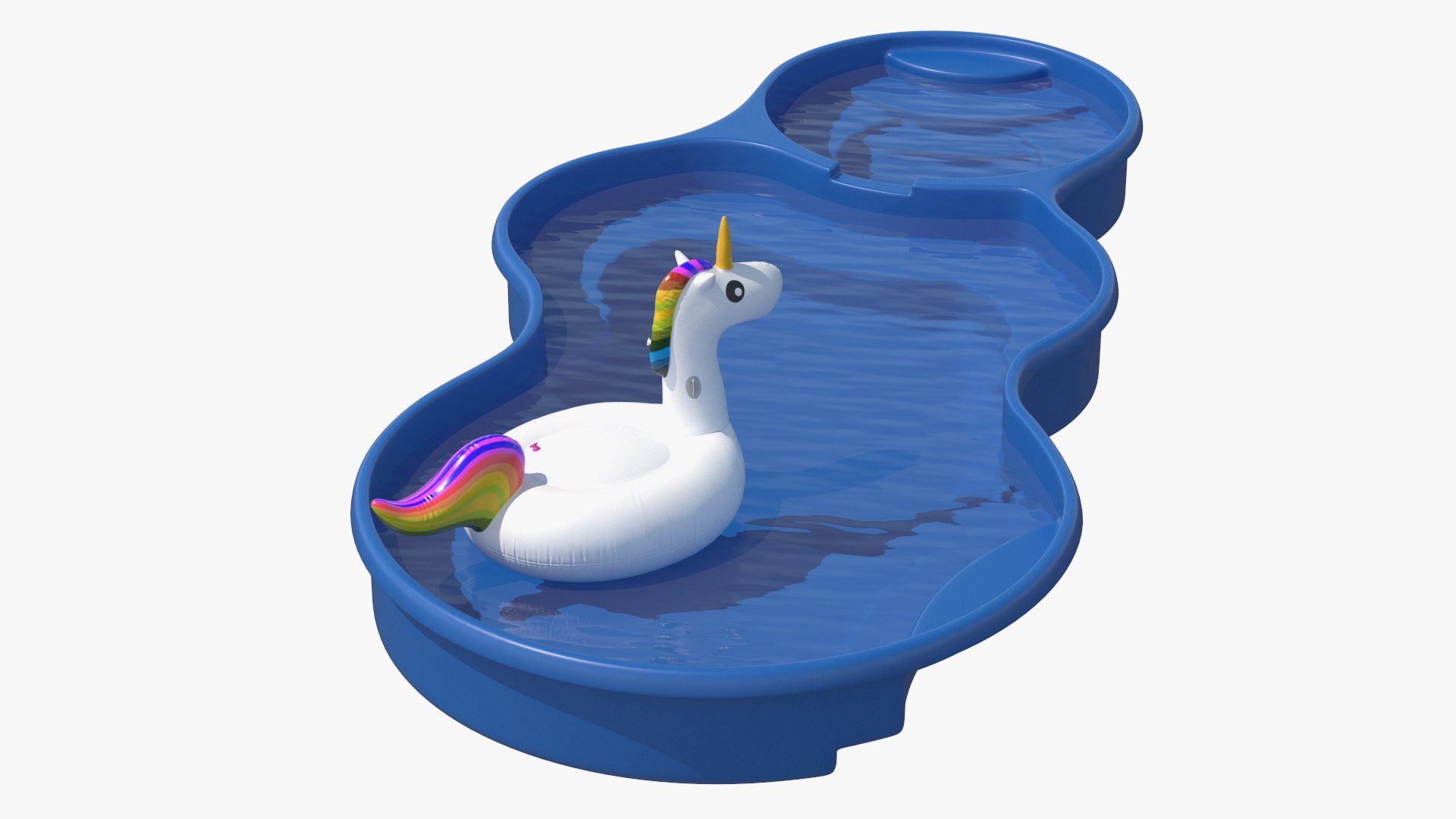 Laguna Pool and Inflatable Unicorn Pool Float 3D model preview