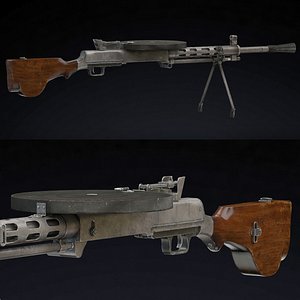 3D Degtyaryov machine gun Low Poly