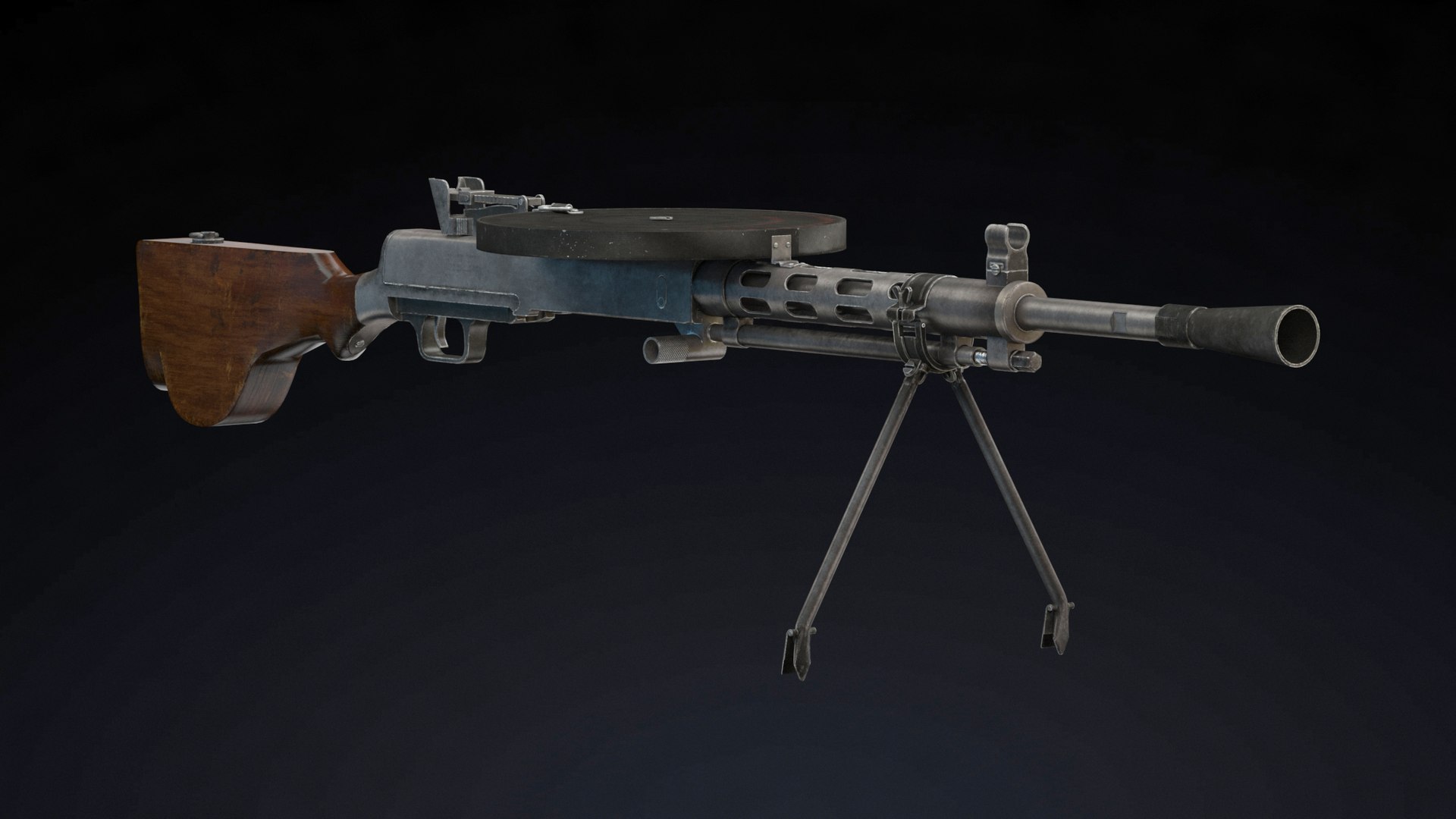 3D Degtyaryov Machine Gun Low Poly - TurboSquid 1873212