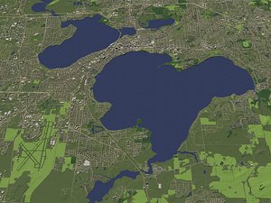 Madison Wisconsin USA in 20 km x 20 km - city and urban
