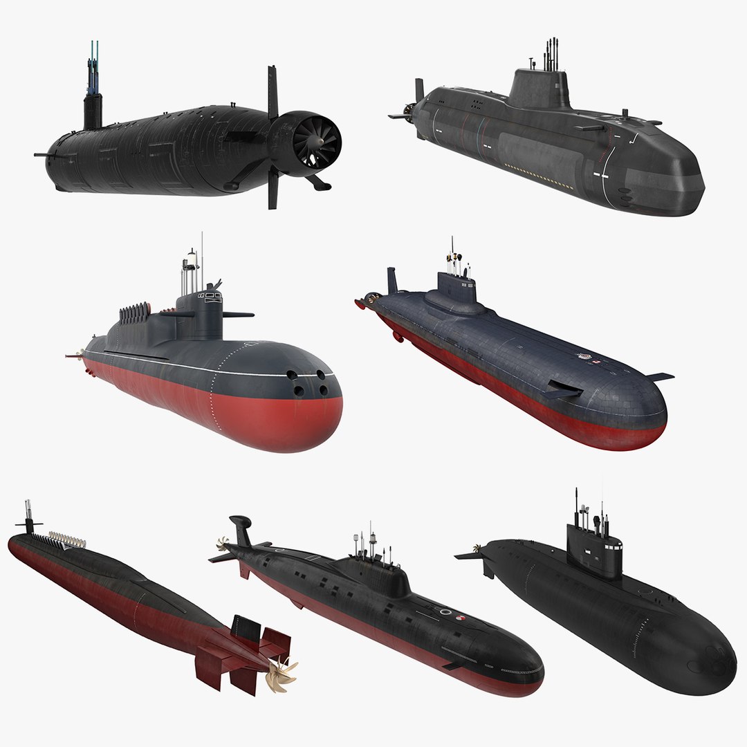 Military Submarines Rigged Collection 2 3D model preview