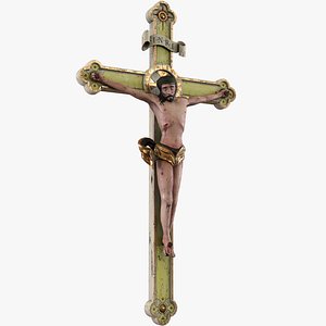 3D Medieval Crucifix White Yellow - PBR model