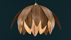 Flower-shaped wooden hanging lamp