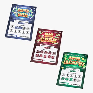 Super Win Lottery Tickets Collection 3D model