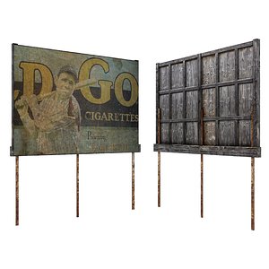 3D model old billboard board