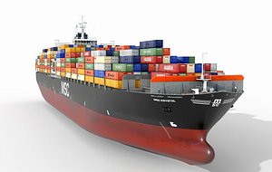 3D Cargo container ship 300m