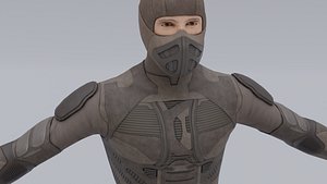 Lowpoly scifi space suit stillsuit character