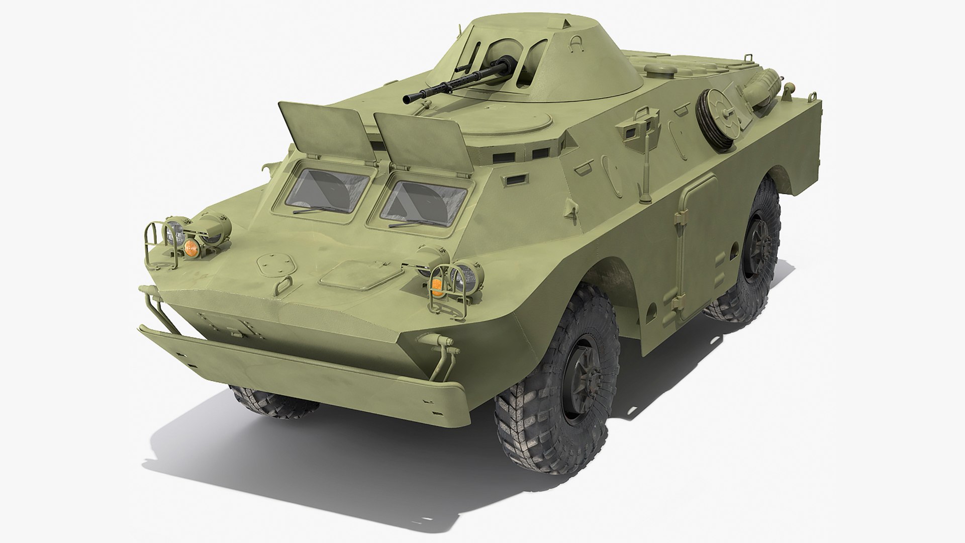 BRDM 2 Amphibious Vehicle Green Rigged 3D model preview
