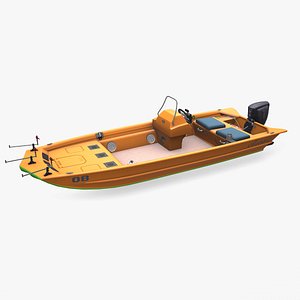 Electric Fishing Boat Low-poly PBR 3D model