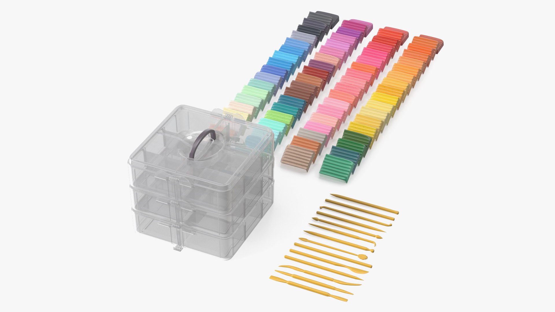 Polymer Clay Kit Lay Out 3D model preview