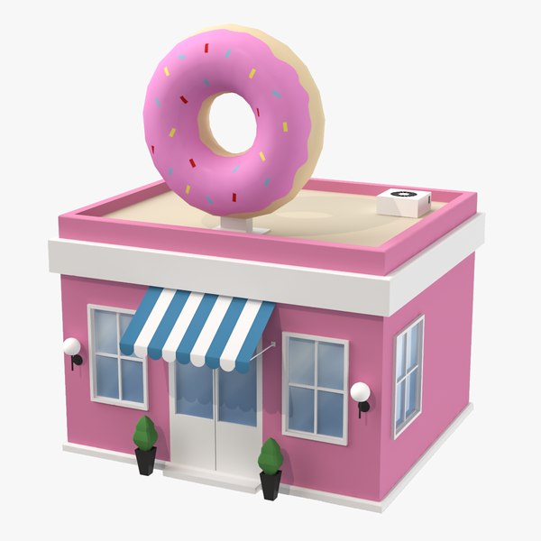 Cartoon donuts shop 3D model - TurboSquid 1281459