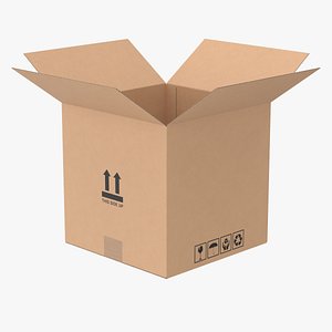 3D model Cardboard Box 50x50x50 Half Open