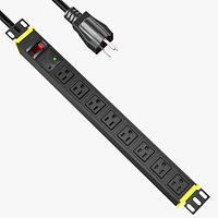 Power Strip US Plug 8 US Sockets Power Extension 3D Model - Ready to Render in Blender and Cycles
