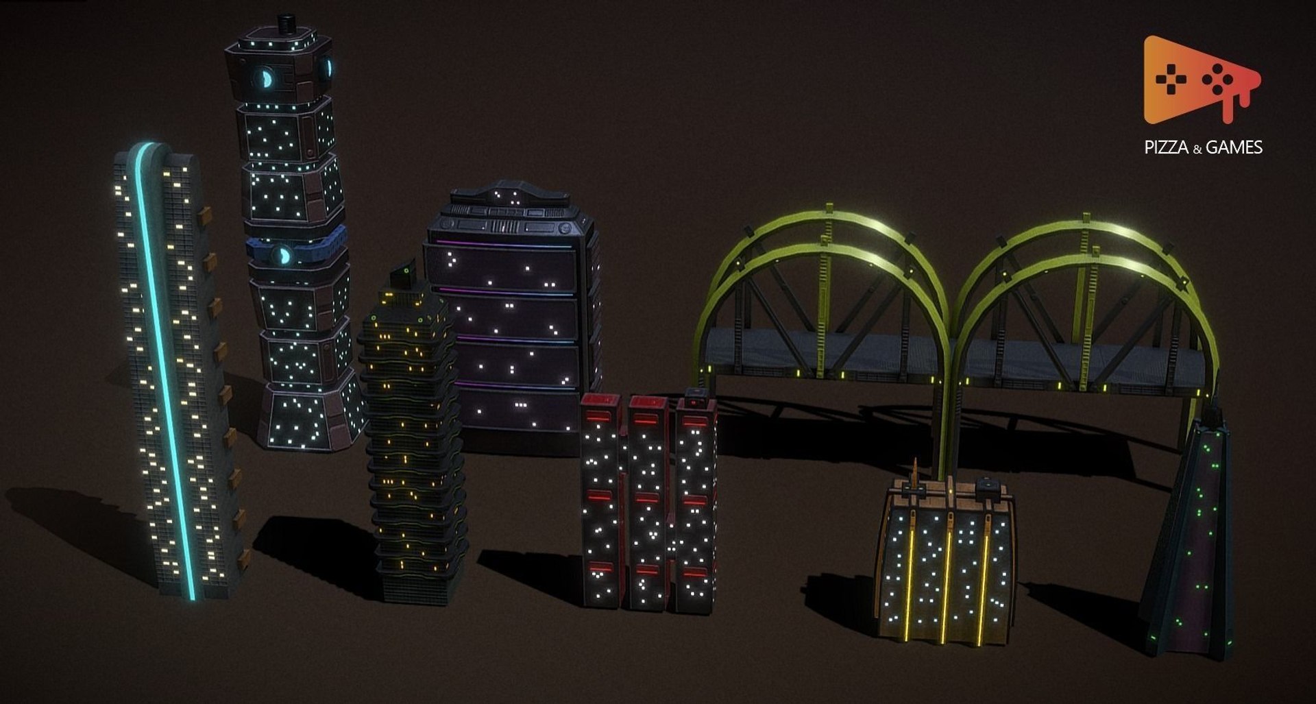 City Buildings Retrowave Model - TurboSquid 2169625