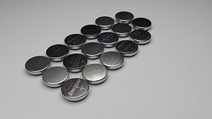 3D Lithium Cell Batteries Set model