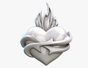 3D Flame Chased heart model