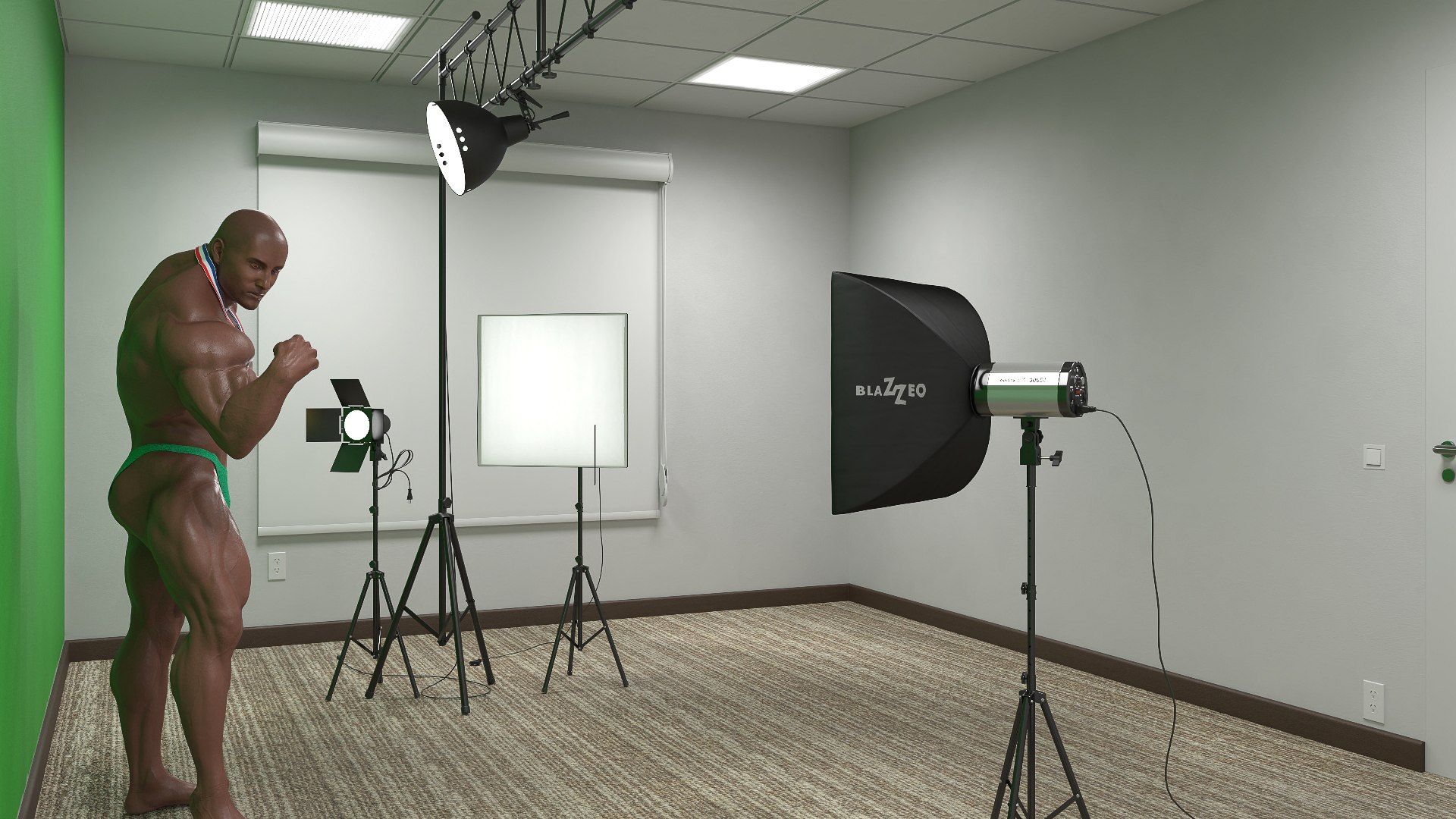 Bodybuilder Champion Posing In Studio Setup 3D - TurboSquid 2302731