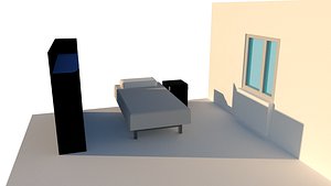 3D Part of room with window and furniture